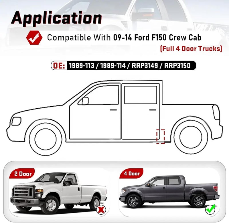 Wocch F150 Cab Corners Pickup Truck Corner Rust Repair Steel Panel Cover for Ford F150 Crew Cab 4 Door 2009 2010 2011 2012 2013 2014 - Image 2